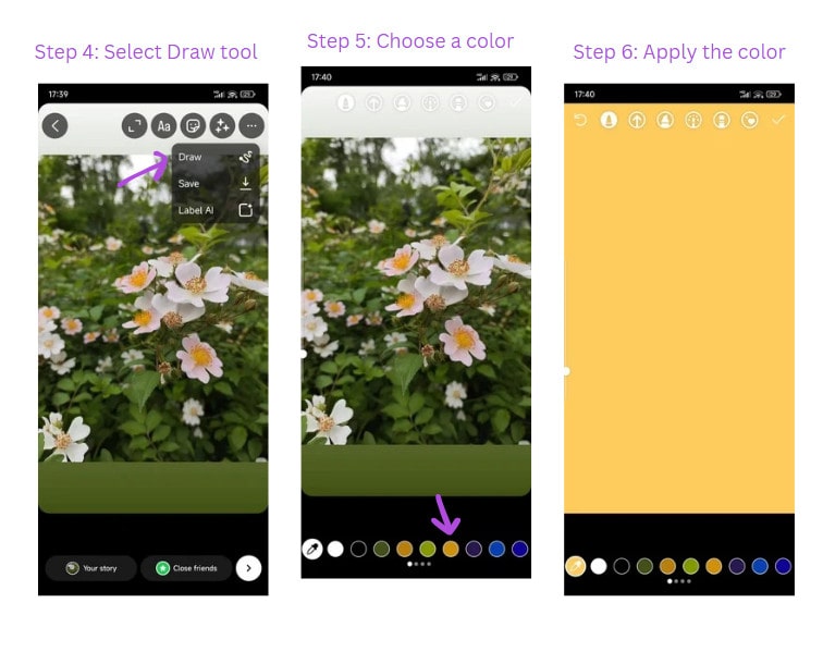 choose a color to fix how to change the background color on instagram story