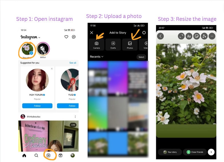 upload a photo to fix how to change the background color on instagram story