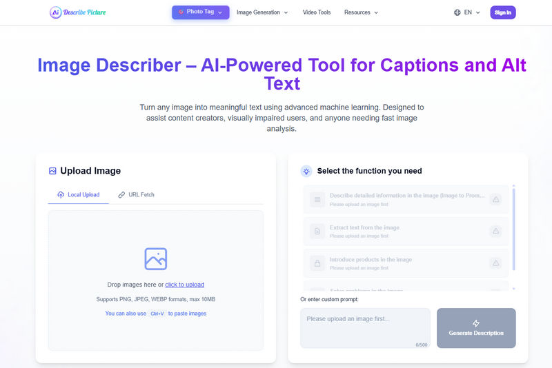 ai image describer no fliter