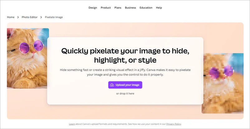 how to pixelate part of an image using canva