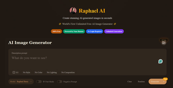 Raphael AI Image Generator Unrestricted AI Image Generator